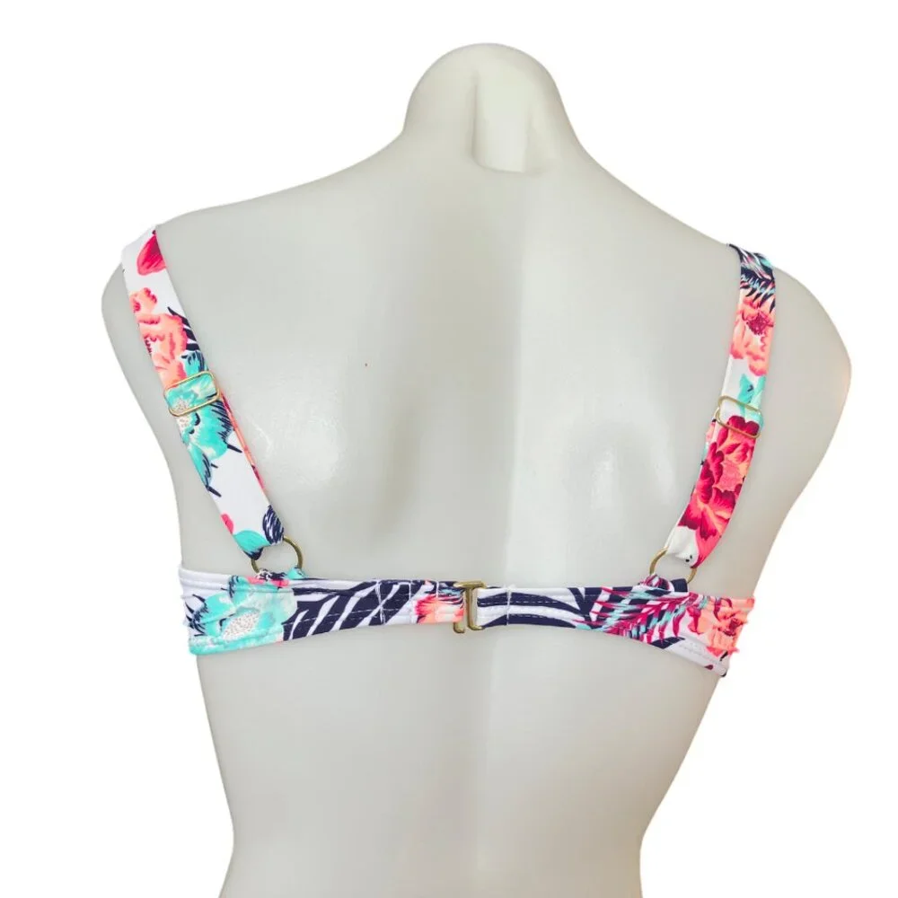 SO Juniors XS (0-1) Girls Malibu Tropical Flounce Swim Bikini top XS